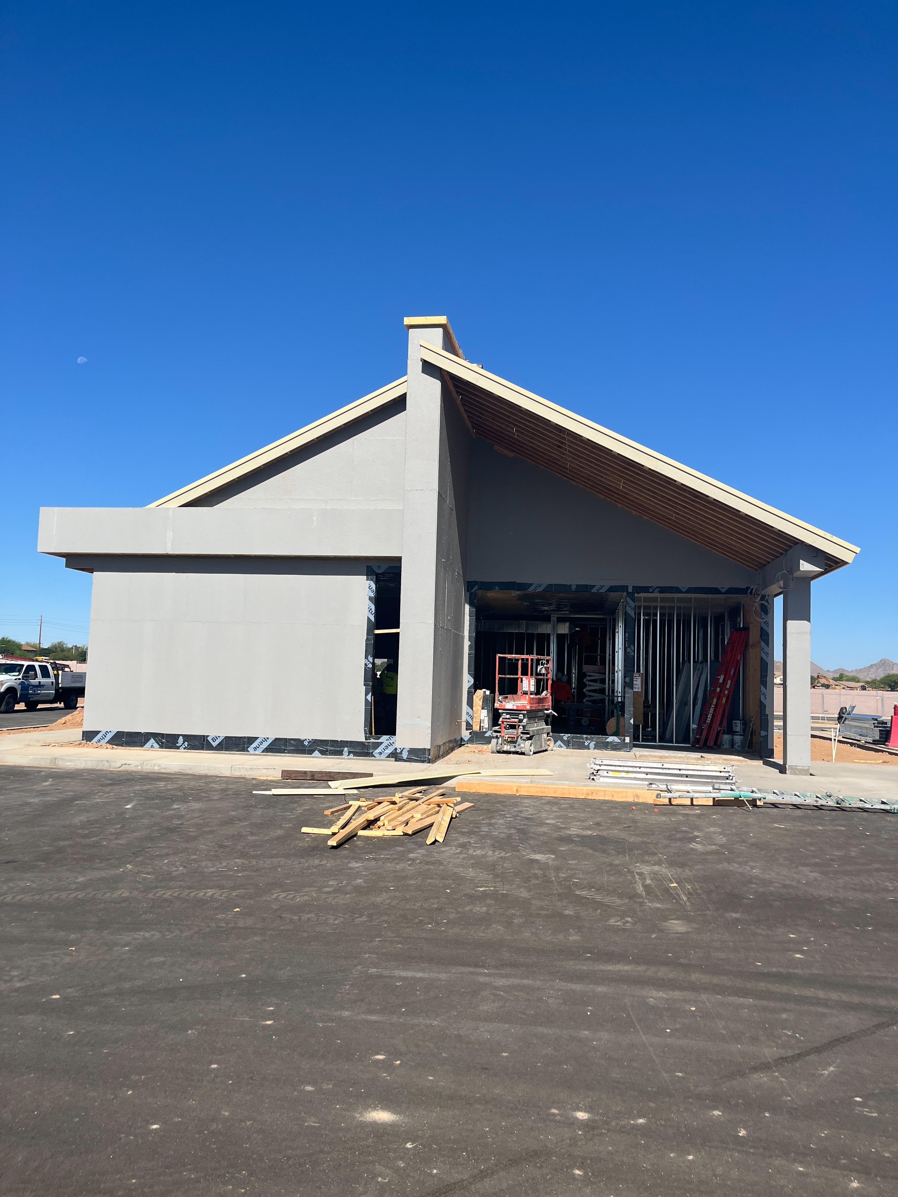 Front of building complete